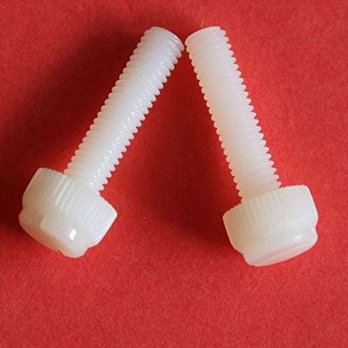 100 парчиња најлонска пластика m5 x 12mm завртки за палецот згрчени + завртка со палецот на палецот бело