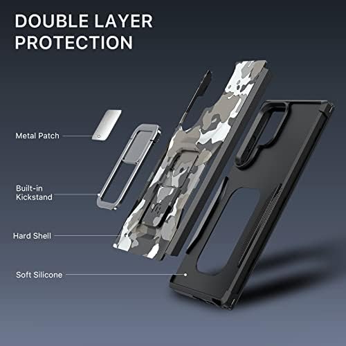 Mybat Pro Stealth Серија Телефон Случај За Galaxy S23 Ултра Случај Со Штанд 6.8, Поддршка Магнетни Автомобил Планината, Тешки Воена Одделение