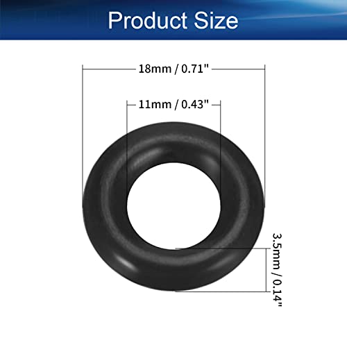 Bettomshin 5Pcs Fluorine Rubber O-Rings, 0.71x0.43x0.14 Black Metric FKM Sealing Gasket for Replacement Machinery Plumbing and