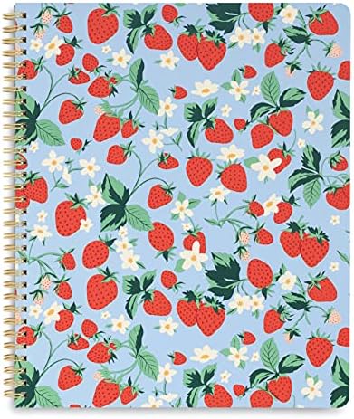 Ban.do Floral Rough Draft Голема спирална тетратка, 11 x 9 со џебови и 160 страници со владеење на колеџ, полиња со јагоди