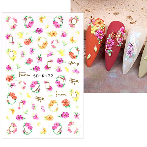 3Д врежани пролетни цветни нокти налепници за уметност декорации самолепливи pegatinas uñas 5d повеќебојни цветни нокти резерви за нокти дизајн за дизајн додатоци за дек?