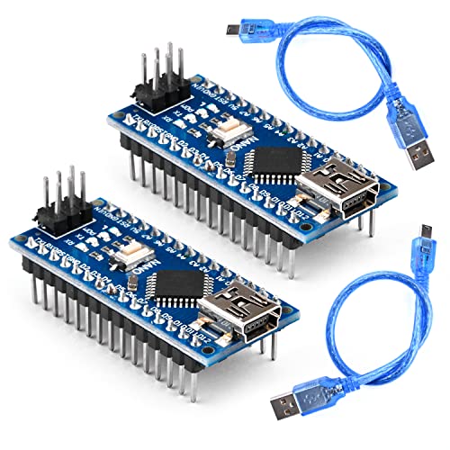 Aideepen 5PCS Nano v3.0 Одбор за експанзија V3.0 Breakout Board+2 PCS Nano Board Atmega328p 5V 16MHz Mini USB CH-340 Micro-Controller Одбор