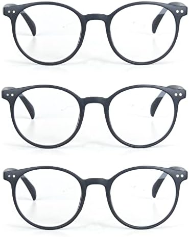 Зум на окото 3 пакувања ретро тркалезна пластична рамка за читање очила за мажи и жени, мулти -боја