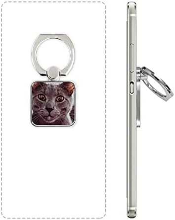 Животно големо око сива мачка фотографија квадратна мобилен телефон прстен држач за држач за заграда Универзален подарок за поддршка