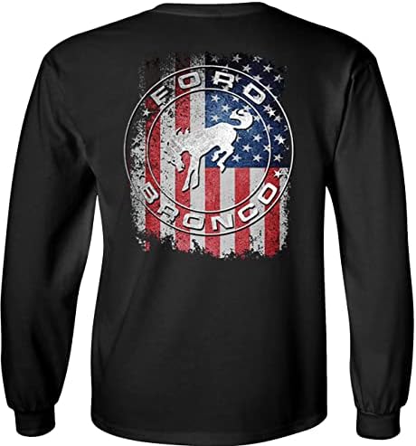 Форд Бронко САД знаме со долги ракави кошула Американски графички дизајн на знамето