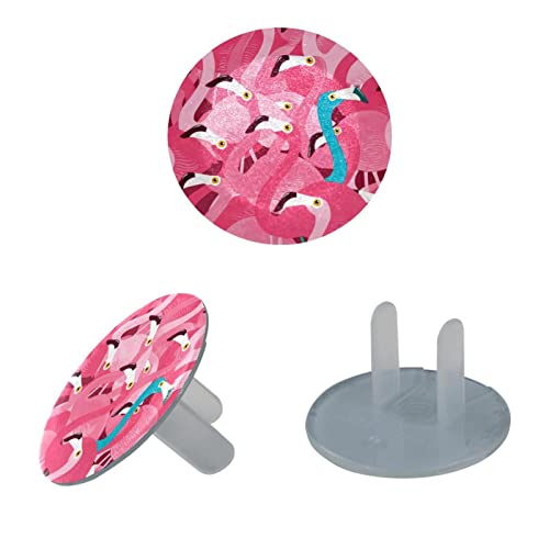 Обвивки на приклучокот за излез 24 пакувања, заштитник на приклучокот Flamingos, пластични приклучоци со 2-погрозени за електрични