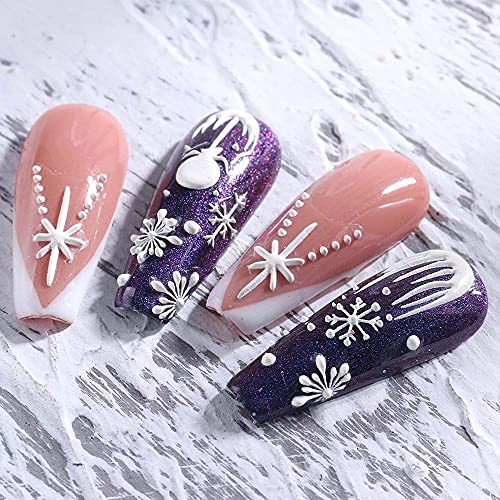 Налепници за нокти за 5Д декорации за нокти Француски DIY Nail Art Decoration Snowflakes Белиот снег врежан маникир дизајн