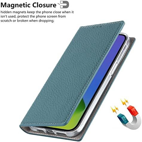 iCoverCase Дизајниран за Iphone 14 Pro Max Паричник Случај, РФИД Блокирање Вистинска Кожа Магнетни Случај Со Рачниот Зглоб