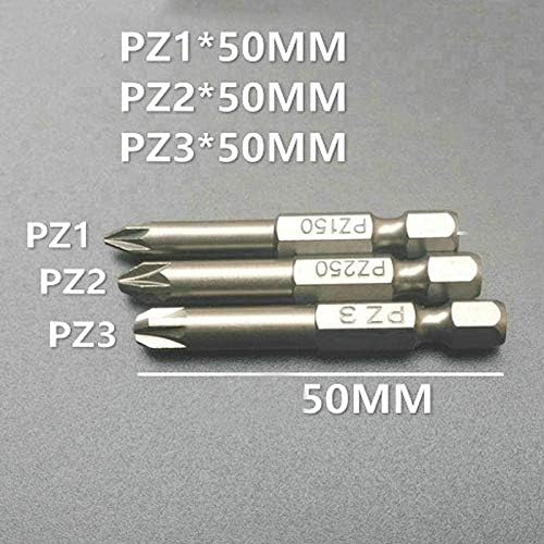Шрафцигер 3PCS PZ1 PZ2 PZ3 шрафцигер бит магнетски окус пози шрафцигер сет 1/4 хексадецимален S2 алатка за напојување со напојување