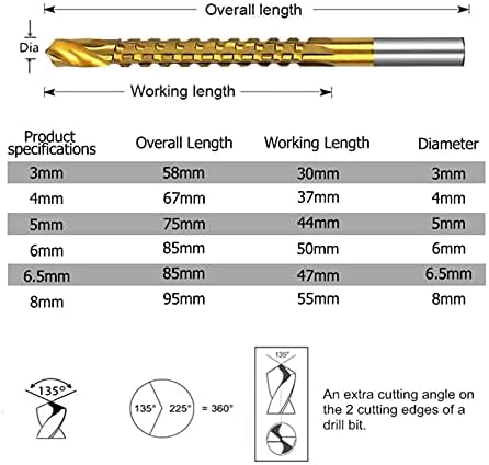 Vieue вежба за вежба 4/6 парчиња кобалт бит сет Спирална метрика композит допрет малку чешма пресврт бит дрво вежба за сечење дупчење за дупчење
