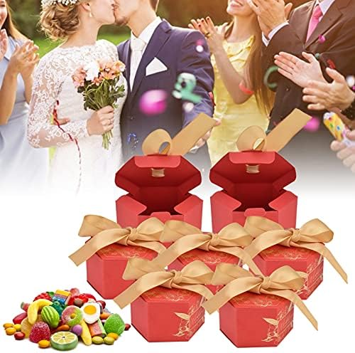 Шестоаголна Кутија За Свадбени Бонбони, Кутија За Бонбони, 50 парчиња Пренослива Мала Безбедна Кутија За Бонбони, Кутија За Пакување Подароци