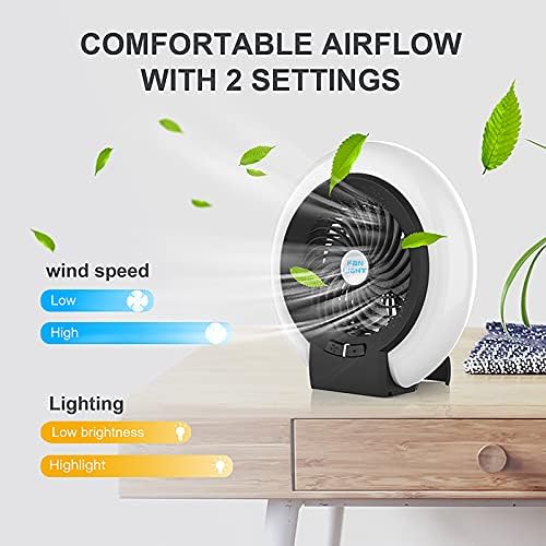 Firzero fan rephargeable fan со лесен, креативен батерија управуван тивок вентилатор со висечка кука, преносен подигнат вентилатор