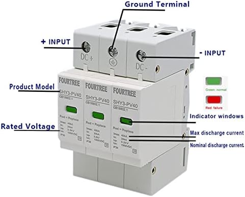 1PCS Solar Surge Protector DC SPD 3P 500V 600V 800V 1000V Надворешен напор ARSERSER 10-20/20-40/30-60KA