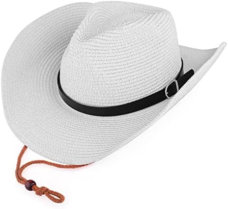 Einskey Unisex слама каубојска капа од каубојска капа, обликувана флопи сонце широко биро -федора панама капа за мажи и жени