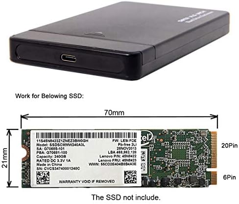 CABLECC USB-C Тип-C до 20+6Pin Thinkpad X1 Јаглерод SATA SSD Куќиште За Хард Диск