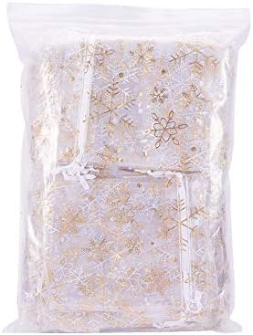 Орионе 100 парчиња злато снегулка влечење Божиќни организи торби свадба Поводот за подароци торбички за накит