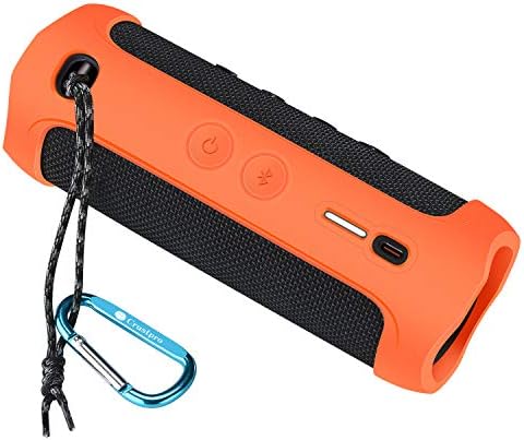 Crustpro Premium Silicone Case за JBL Flip 5 Bluetooth звучник за патување со торбичка за торбичка издржлив силиконски дополнителен карабинер