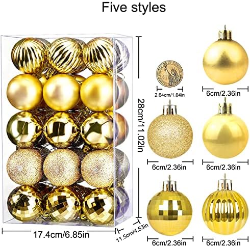 WENOSDA 36PCS 6CM Christmas Bulbles, ShatterProof топки украси за украсување на новогодишни украси, пластични светли електропланирачки