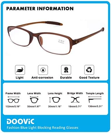Доовиќ 4 Пакет Компјутерски Очила За Читање Сина Светлина Блокирање Против Замор На Очите Флексибилни Лесни Читатели За Жени Мажи 2.5 Сила