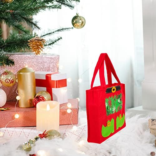 АБОФАН Божиќна Торба За Подароци Торби За Повеќекратна Употреба Со Рачка За Купување Намирници Неткаен Дедо Мраз Торба За Празник Божиќ