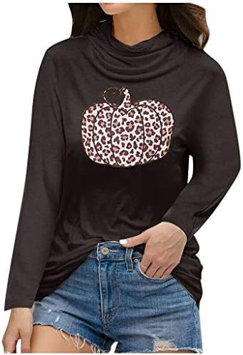 Женски леопард тиква печатење со теренски резервоар за долги ракави врвови лабава маичка маица маица со маица со ???? ????