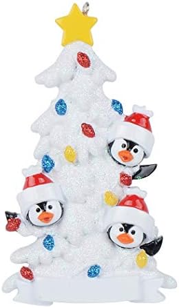 Семејство на пингвин од 3 украси за новогодишна елка персонализиран подарок за одмор за баби и дедовци, деца, пријатели