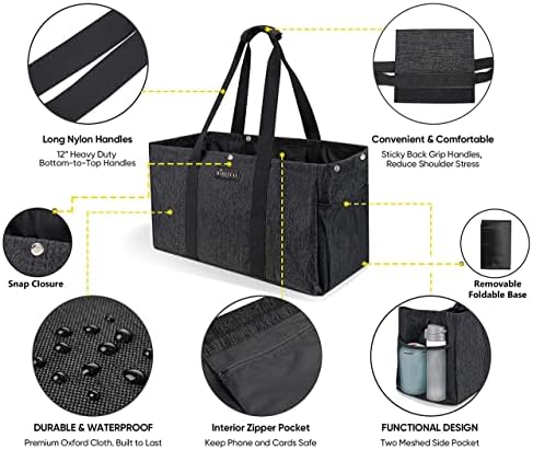 Mireycal Голема торба за алатка за алатки | Самостојно преклопување | торби за намирници што може да се употреби за купување, алишта, плажа и складирање