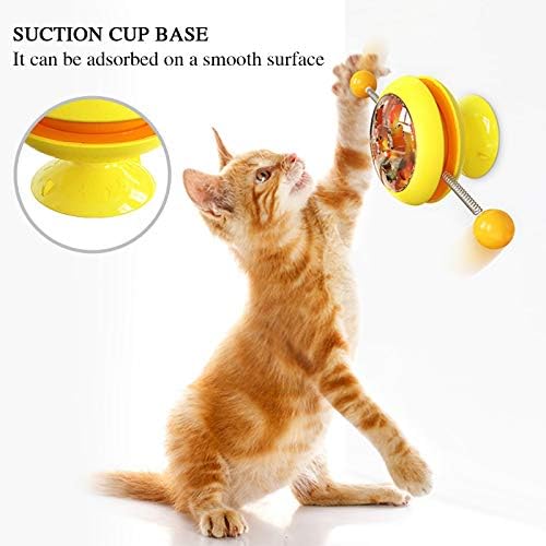 Tluubony мачки играчки топки, интерактивна играчка со мачки со мачки со силна чаша за вшмукување, ротирачка играчка за ветерници за ветерници за мачки за мачки со автом