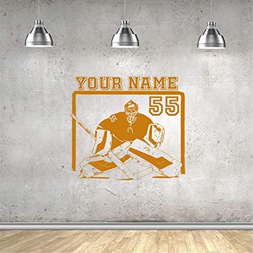 Најдобар декор4 Вие Голман Хокеј Играч Персонализиран Ѕид Налепница-Изберете Го Вашето Име и Број Прилагодено Голман Играч Дресови