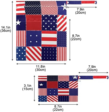Ззххб Американско Знаме Водоотпорна Влажна Кеса За Повеќекратна Употреба Крпа Пелена Влажна Сува Торба Со Патент Џеб За Патување Плажа Базен