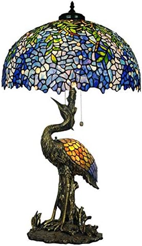 Рустикална Тифани во стил на табела 20 Европска витраж декоративна ламба сина кран wisteria tiffany дневна соба светло