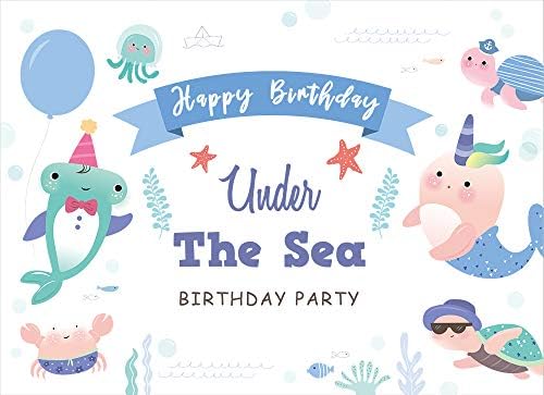 8'x6 'Ајкула Семејство Заднини цртани ајкули Ајкули Позадина за среќна роденденска забава десерт табела винил фото штанд Hz-1153
