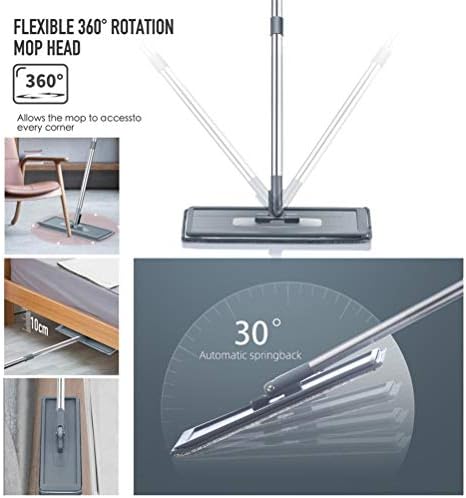 Zlmmy Floor Flat Mop Beft Set Free Sleek Stice Wetway Swy Mop Систем за чистење 360 Флексибилна магична четка за ламинатни плочки
