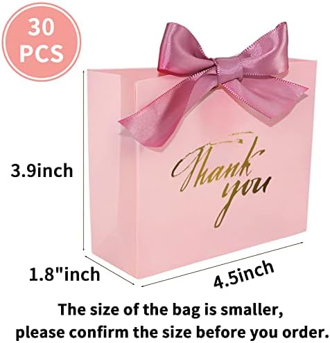 Chaobing 30pack Божиќни кутии за подароци, кутии за забава, забава мали торби третираат кутии со розова лента, розова шема хартиена