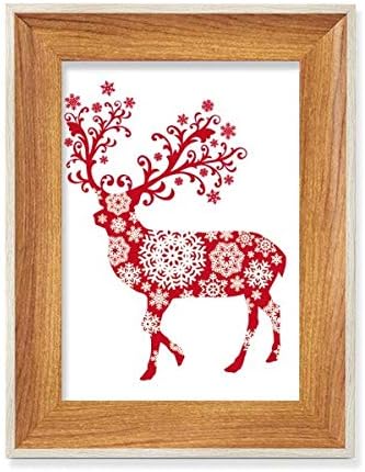 MCJS црвена снегулка елен десктоп дрвена фото рамка приказ на слика уметност со повеќе комплети