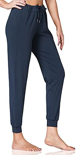 Сонцел Флејл хеланки за жени со џебови, кросовер јога панталони со контрола на стомакот, високи половини и широка морнарица длабока нога