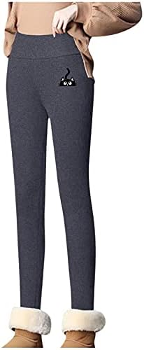 Облечени хеланки на руно жени високи долги високи половини затегнати дебели панталони од руно, плус големина зимски кадифени хулахопки
