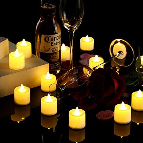 Honoson 24 парчиња Денот на вineубените на вineубените, безмилосни свеќи, предводени од чајни светла, свеќи за треперење на батерии