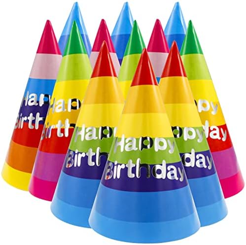 Blmhtwo 12 парчиња Капчиња за роденден на Виножито, забави за деца за деца возрасни роденденски капи со 4 различни отпечатоци и бела еластична