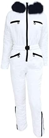 Снежни костуми за жени, Скијарски облека за скијање на отворено спортови snowsuit со качулка со крзно јака скокови водоотпорни ромери скијачки
