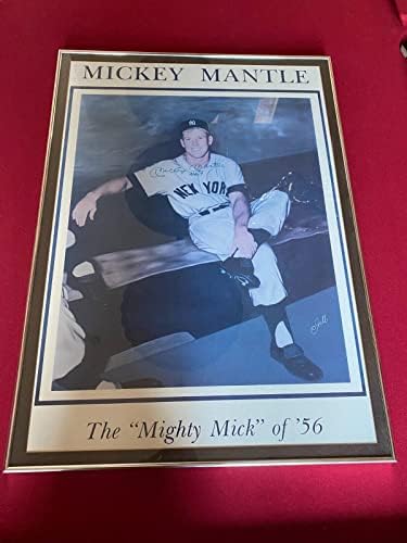 Мики Мантл, автограмирана „, Гало„ Моќен Мик од '56 “Рамка постери - Автограмирани фотографии од МЛБ