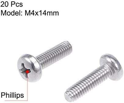 Uxcell M4x14mm машина завртки за тава Phillips Cross Head Screw 304 Завртки од не'рѓосувачки челик завртки за 20 парчиња