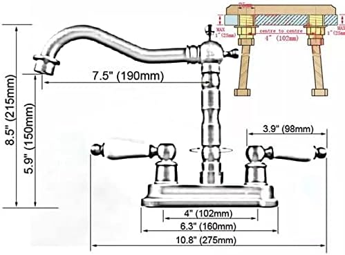 Антички месинг палуба монтирани двојни керамички рачки две дупки бања тапа од месинг вртливиот миксер за миксер за мијалник
