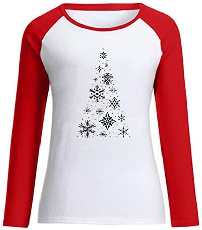 Женска среќна Божиќна маица смешни графички маички кошули со снегулки, маички лабави маици со маици