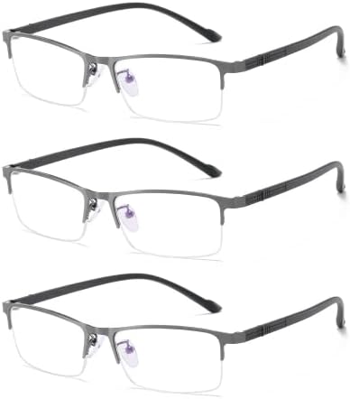 Resvio 3 пакет сина светлина блокирајќи ги очилата за читање за мажи жени половина раб правоаголни читатели на очила