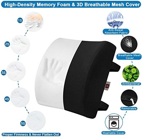 Lovehome Lumbar Pemlow Pillow For Chop and Car - Black & Comfitech Мигрена ледена глава за завиткување, капа за олеснување на главоболката