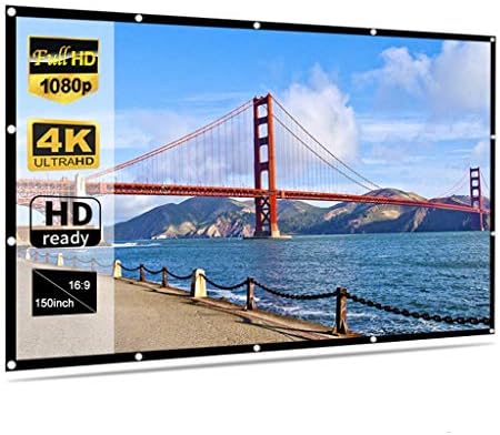 KJHD ZYZMH Portable HD Soft Projector Screen Matt White 16: 9 Projector Screen Movie Clain 60/72/84/92/100/120/150 инчи за домашен театар