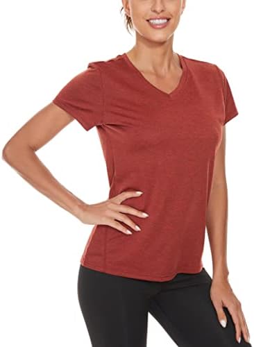 Magcomsen 3 пакувам маица за кратки ракави за жени со v-врат Брза суво атлетски маица што работи со вежбање јога врвни маички