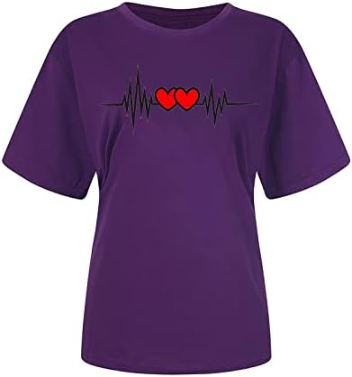 Womenенски краток ракав 2023 облека памук срце Loveубов графичка врвна летна есен блуза за девојчиња H8 H8
