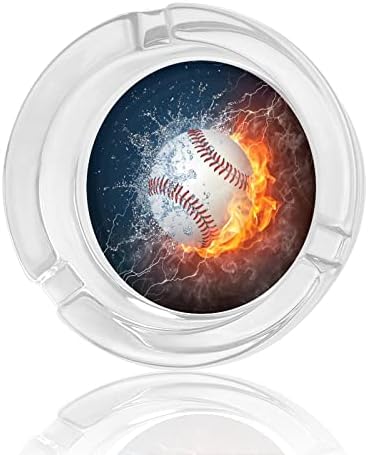 Бејзбол топка во оган и вода стаклена сад за пепел